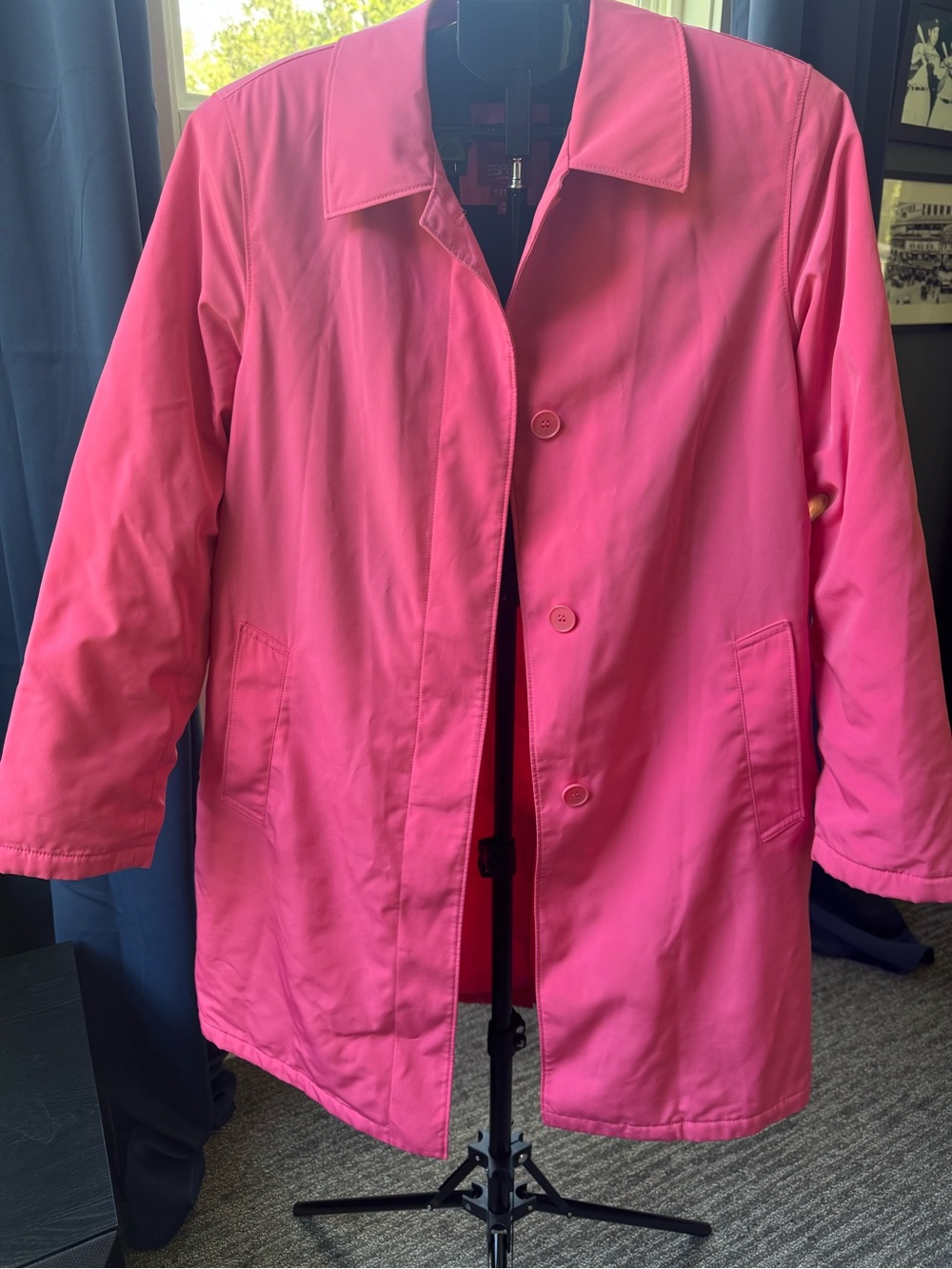 ESPRIT Outerwear Pink Mid-Length Trench Coat Jacket Size Large Y2K Barbiecore